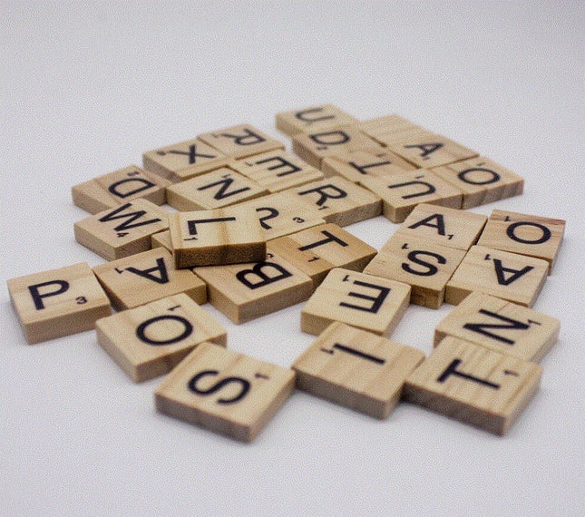 100 Pcs Wooden Scramble Scrabble Letters Tiles - COLOR Scrabble Tile - 18mm x 20mm - Complete 100 Pcs Set - Wedding Scrapbook