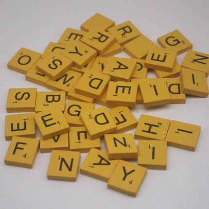 100 Pcs Wooden Scramble Scrabble Letters Tiles - COLOR Scrabble Tile - 18mm x 20mm - Complete 100 Pcs Set - Wedding Scrapbook