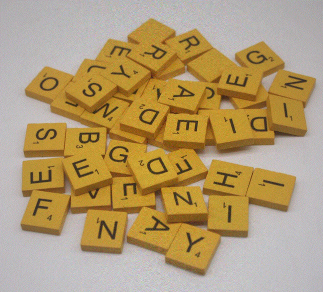 100 Pcs Wooden Scramble Scrabble Letters Tiles - COLOR Scrabble Tile - 18mm x 20mm - Complete 100 Pcs Set - Wedding Scrapbook