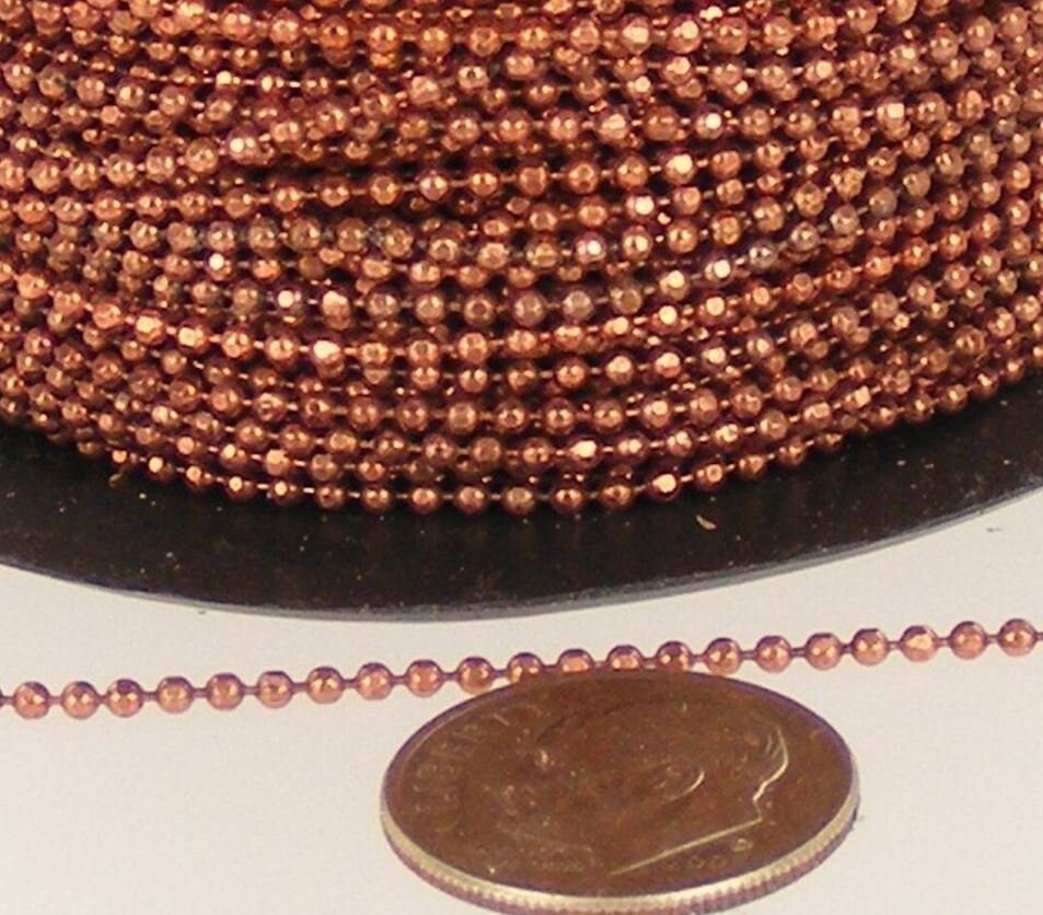 3 Ft Sample Facet Ball Chain wt FREE 5 pcs of Connectors - 1.5mm - Antique Brass/Copper/Rhodium/Gunmetal/Silver/Rose Gold Bulk Chain - 15DC