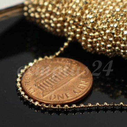 100 Feet Facet Ball Chain with FREE 100 pcs of Connectors - 1.5mm - Antique Brass/Copper/Rhodium/Gunmetal/Silver/Rose Gold Bulk Chain - 15DC