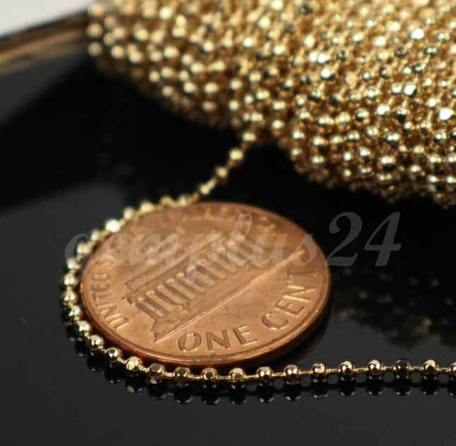 100 Feet Facet Ball Chain with FREE 100 pcs of Connectors - 1.5mm - Antique Brass/Copper/Rhodium/Gunmetal/Silver/Rose Gold Bulk Chain - 15DC