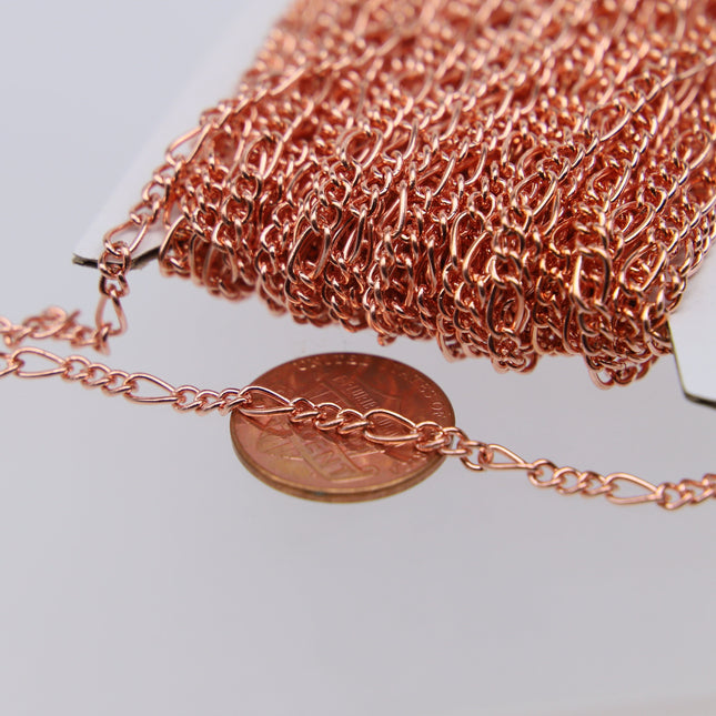 Figaro Chain bulk, 50/100 Feet - 7x3mm 20G Unsoldered - Antique Copper/Brass/Rhodium/Gunmetal/Black Plated - Necklace Bracelet  - 7x3FIG