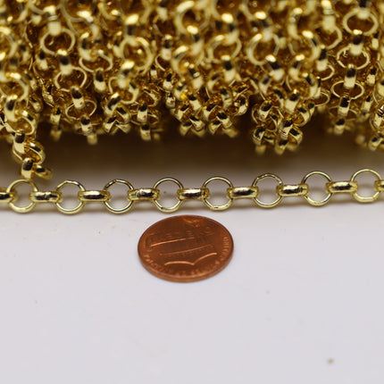 Chunky Big Large Fashion Rolo Chain, 1/3/10 Feet - Anti Tarnish Coated Silver/24K Gold/Copper - 7.0mm - Unsoldered Link -Bracelet  70ROLO