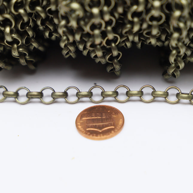Chunky Big Large Fashion Rolo Chain, 30 Feet - Antique Brass/Copper/Rhodium/Gunmetal/Black - 7.0mm - Unsoldered Link -Bracelet  70ROLO