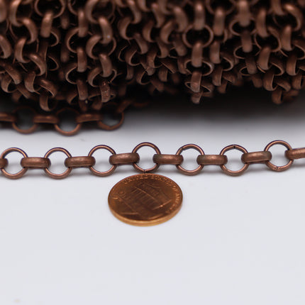 Chunky Big Large Fashion Rolo Chain, 30 Feet - Antique Brass/Copper/Rhodium/Gunmetal/Black - 7.0mm - Unsoldered Link -Bracelet  70ROLO