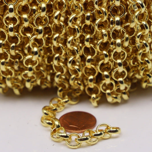 30 ft of Bulk Big Chunky Rolo Chain - Rhodium/Antique Brass/Copper/Gunmetal/Black Plated Chain Heavy Bracelet Necklace - 8.0mm(0.315 inch)