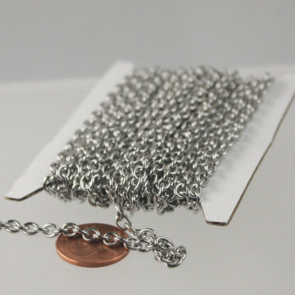 Stainless Steel chain bulk, 10 ft of Surgical Stainless Steel Sturdy Cable chain - 4.9x3.8mm 1.0mm Unsoldered Link