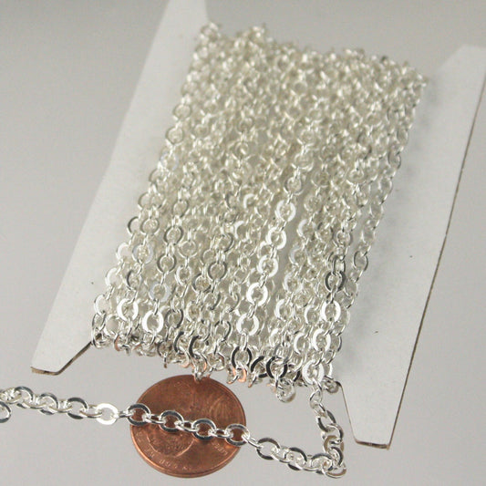 32 ft of Sterling Silver Plated Flat Cable Chain - 4X3.5mm SOLDERED link  - 435F