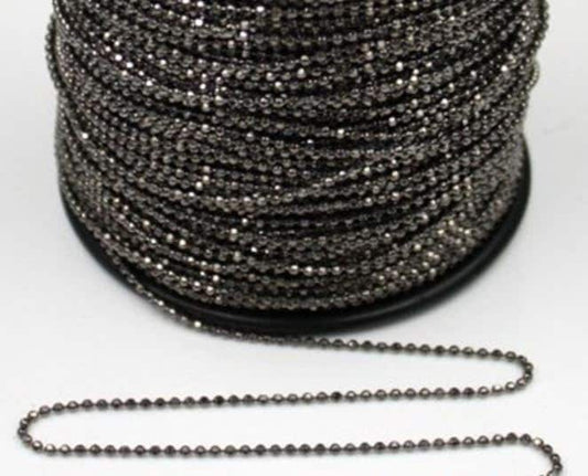 32 Feet Facet Ball Chain with FREE 50 pcs of Connectors - 1.5mm - Antique Brass/Copper/Rhodium/Gunmetal/Silver/Rose Gold Bulk Chain - 15DC