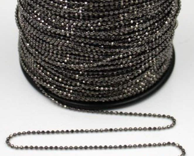 32 Feet Facet Ball Chain with FREE 50 pcs of Connectors - 1.5mm - Antique Brass/Copper/Rhodium/Gunmetal/Silver/Rose Gold Bulk Chain - 15DC