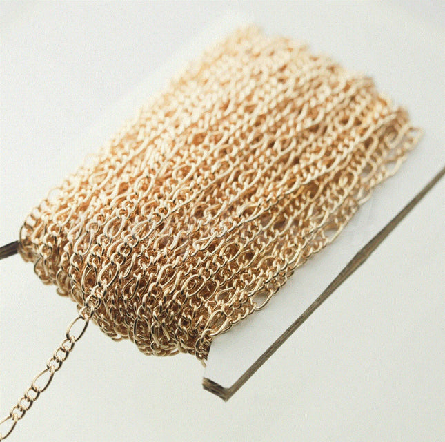 Figaro Chain bulk, 3/12/32/50/100/300ft - 7x3mm 20G Unsoldered - Antique Copper/Brass/Rhodium/Gunmetal/Black Plated - Necklace Bracelet  - 7x3FIG