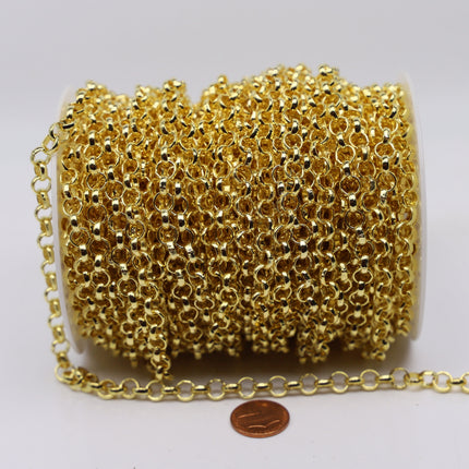 Anti Tarnish Coated Chunky Big Large Fashion Rolo Chain, 1/3/10 Feet - ATC Silver/24K Gold/Copper - 7.0mm - Unsoldered -Bracelet  70ROLO