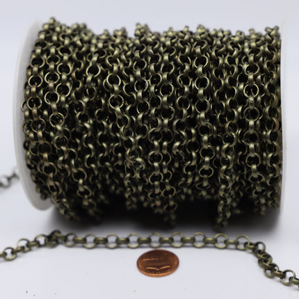 Chunky Big Large Fashion Rolo Chain, 30 Feet - Antique Brass/Copper/Rhodium/Gunmetal/Black - 7.0mm - Unsoldered Link -Bracelet  70ROLO