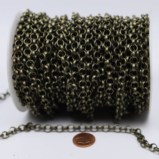 Chunky Big Large Fashion Rolo Chain, 30 Feet - Antique Brass/Copper/Rhodium/Gunmetal/Black - 7.0mm - Unsoldered Link -Bracelet  70ROLO
