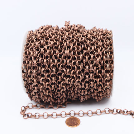 Chunky Big Large Fashion Rolo Chain, 30 Feet - Antique Brass/Copper/Rhodium/Gunmetal/Black - 7.0mm - Unsoldered Link -Bracelet  70ROLO