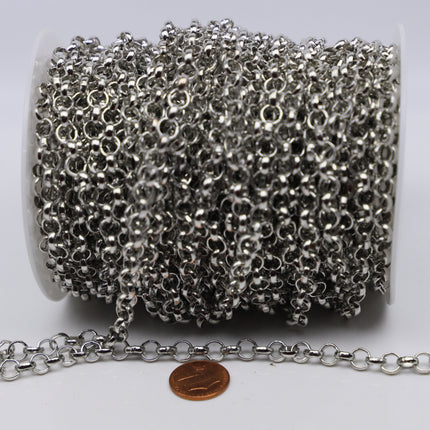 Chunky Big Large Fashion Rolo Chain, 30 Feet - Antique Brass/Copper/Rhodium/Gunmetal/Black - 7.0mm - Unsoldered Link -Bracelet  70ROLO