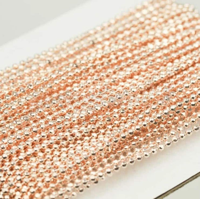 3 Feet Sample Facet Ball Chain with FREE 5 pcs of Connectors - 1.2mm - Antique Brass/Copper/Rhodium/Gunmetal/Silver/Rose Gold Chain - 12DC