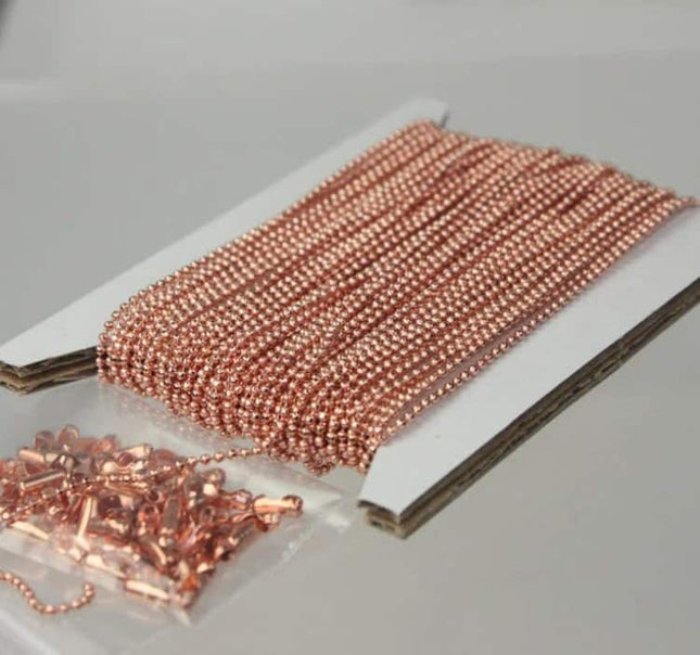 100 Feet Sample Facet Ball Chain with FREE 100 pcs of Connectors - 1.2mm - Antique Brass/Copper/Rhodium/Gunmetal/Silver/Rose Gold - 12DC
