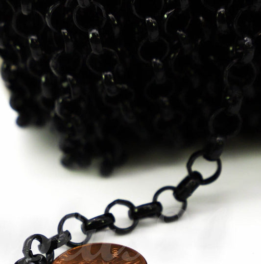 Chunky Big Large Fashion Rolo Chain, 1/3/10 Feet - BLACK/Antique Brass/Copper/Rhodium/Gunmetal - 7.0mm - Unsoldered Link -Bracelet  70ROLO