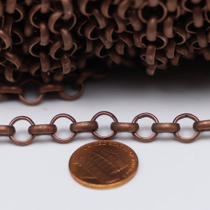 Chunky Big Large Fashion Rolo Chain, 1/3/10 Feet - BLACK/Antique Brass/Copper/Rhodium/Gunmetal - 7.0mm - Unsoldered Link -Bracelet  70ROLO