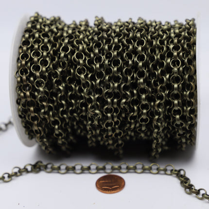 Chunky Big Large Fashion Rolo Chain, 1/3/10 Feet - BLACK/Antique Brass/Copper/Rhodium/Gunmetal - 7.0mm - Unsoldered Link -Bracelet  70ROLO