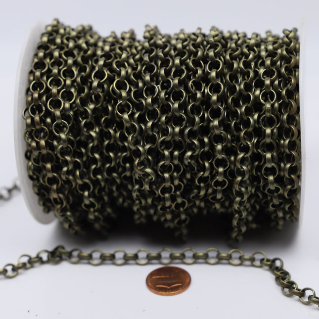 Chunky Big Large Fashion Rolo Chain, 1/3/10 Feet - BLACK/Antique Brass/Copper/Rhodium/Gunmetal - 7.0mm - Unsoldered Link -Bracelet  70ROLO