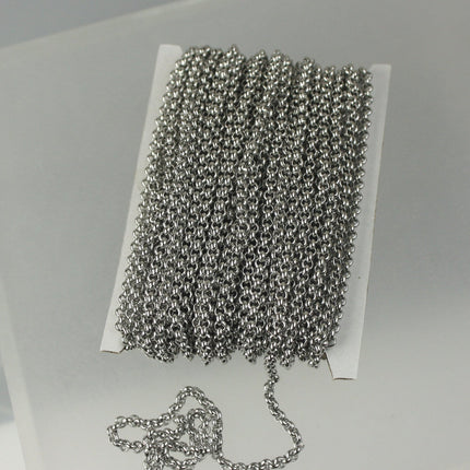 30 Ft Stainless Steel Chain ROLO chain - 2.0mm  - Bulk Chain Necklace Wholesale DIY Jewelry Chain - ST20BL