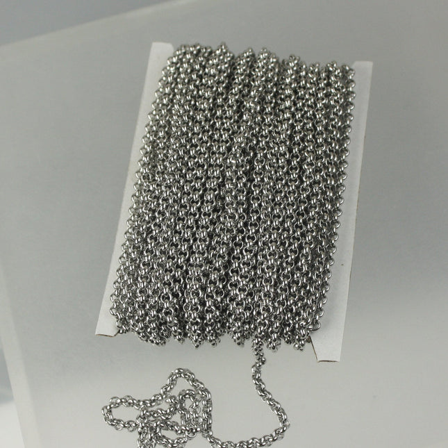 100 feet Stainless Steel Chain ROLO chain - 2.0mm  - Bulk Chain Necklace Wholesale DIY Jewelry Chain - ST20BL