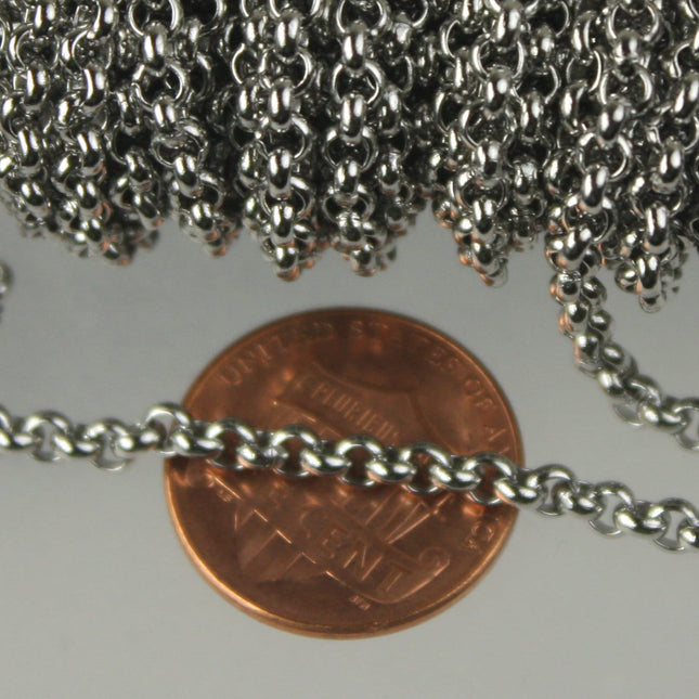 10 feet Stainless Steel Chain ROLO chain - 2.5mm  - Bulk Chain Necklace Wholesale DIY Jewelry Chain - ST25BL