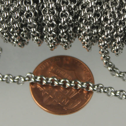30 Ft Stainless Steel Chain ROLO chain - 2.0mm  - Bulk Chain Necklace Wholesale DIY Jewelry Chain - ST20BL