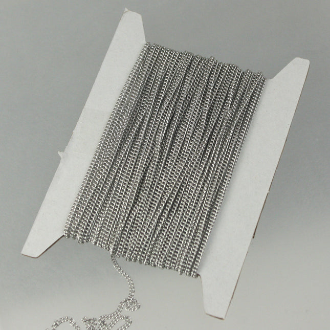 Stainless Steel chain bulk, 30ft spool of Surgical Stainless Steel 316L Sturdy tiny curb chain - 1.45mm Soldered Link
