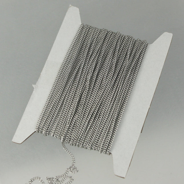 Stainless Steel SOLDER Curb Chain, 100 ft spool of Surgical Stainless Steel 316L Sturdy tiny curb chain - 1.45mm Soldered Link