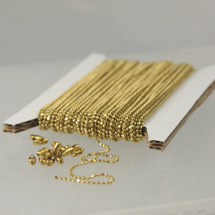 raw Brass Ball Chain Bulk, 100 ft. spool of FACET micro ball chain - 1.2mm ball- 12DC