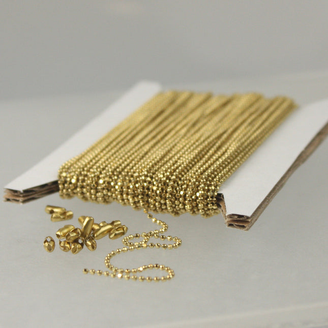 raw Brass Ball Chain Bulk, 100 ft. spool of FACET micro ball chain - 1.2mm ball- 12DC