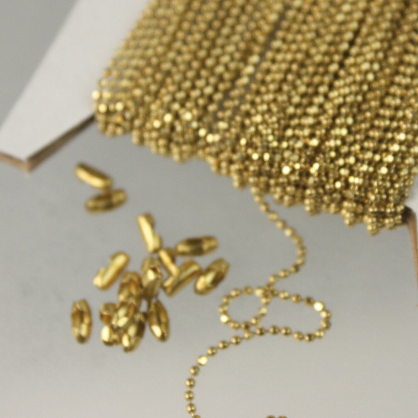 raw Brass Ball Chain Bulk, 10 ft. spool of FACET micro ball chain - - 12DC