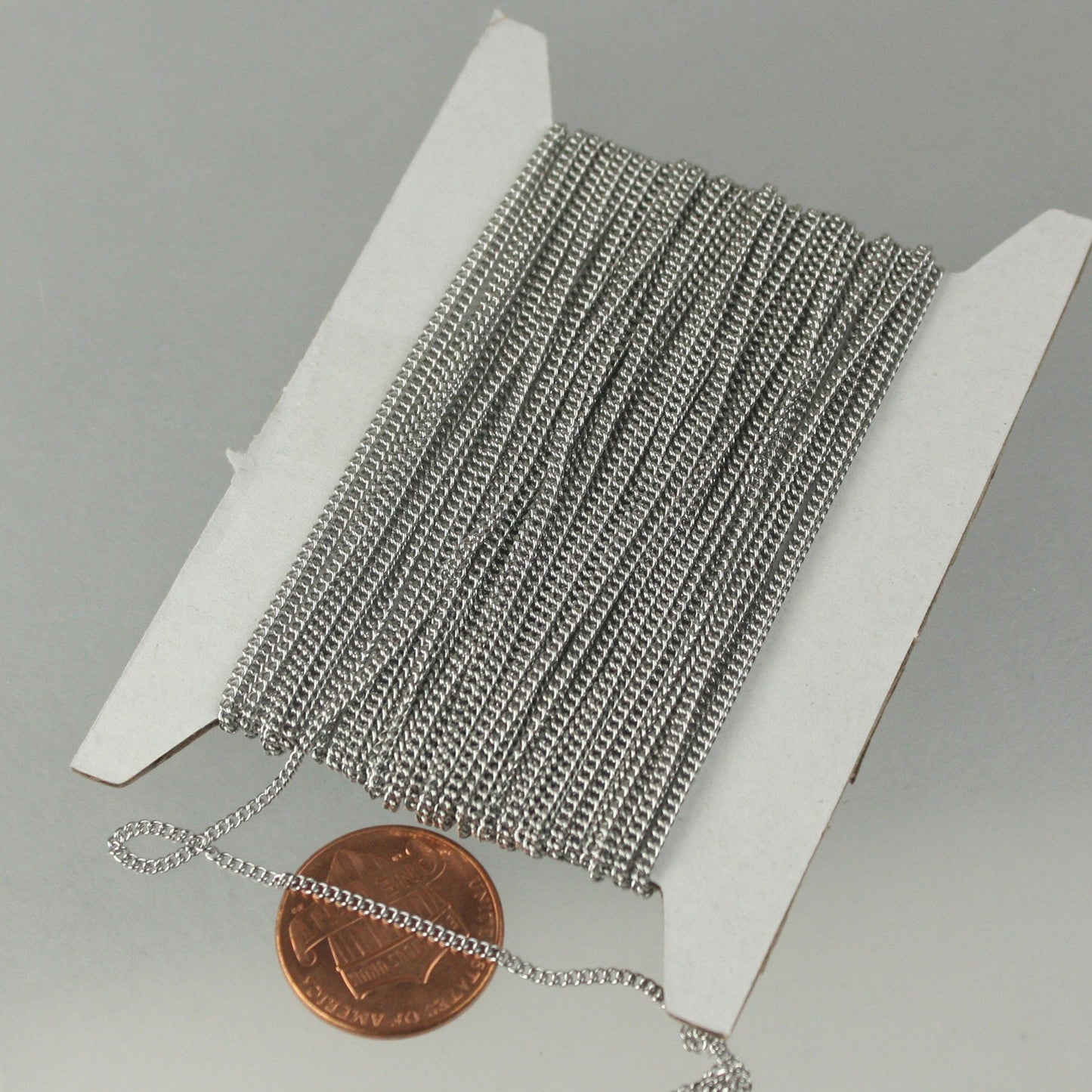 Stainless Steel chain bulk, 10ft spool of Surgical Stainless Steel 316L Sturdy tiny curb chain - 1.45mm Soldered Link