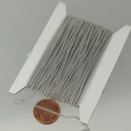 Stainless Steel chain bulk, 30ft spool of Surgical Stainless Steel 316L Sturdy tiny curb chain - 1.45mm Soldered Link