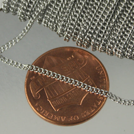 Stainless Steel SOLDER Curb Chain, 100 ft spool of Surgical Stainless Steel 316L Sturdy tiny curb chain - 1.45mm Soldered Link
