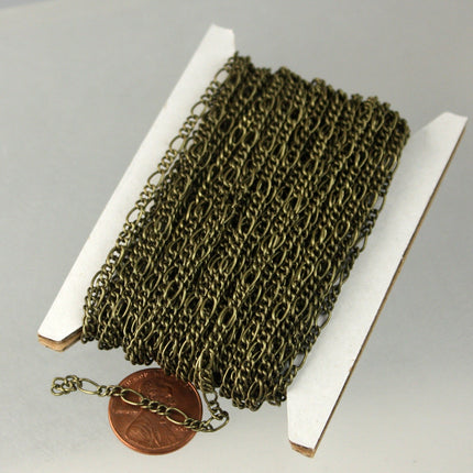 NEW 32 Ft Spool of Antique Brass SOLDERED Sturdy figaro chain 2.9mm - 2.9FIGARO