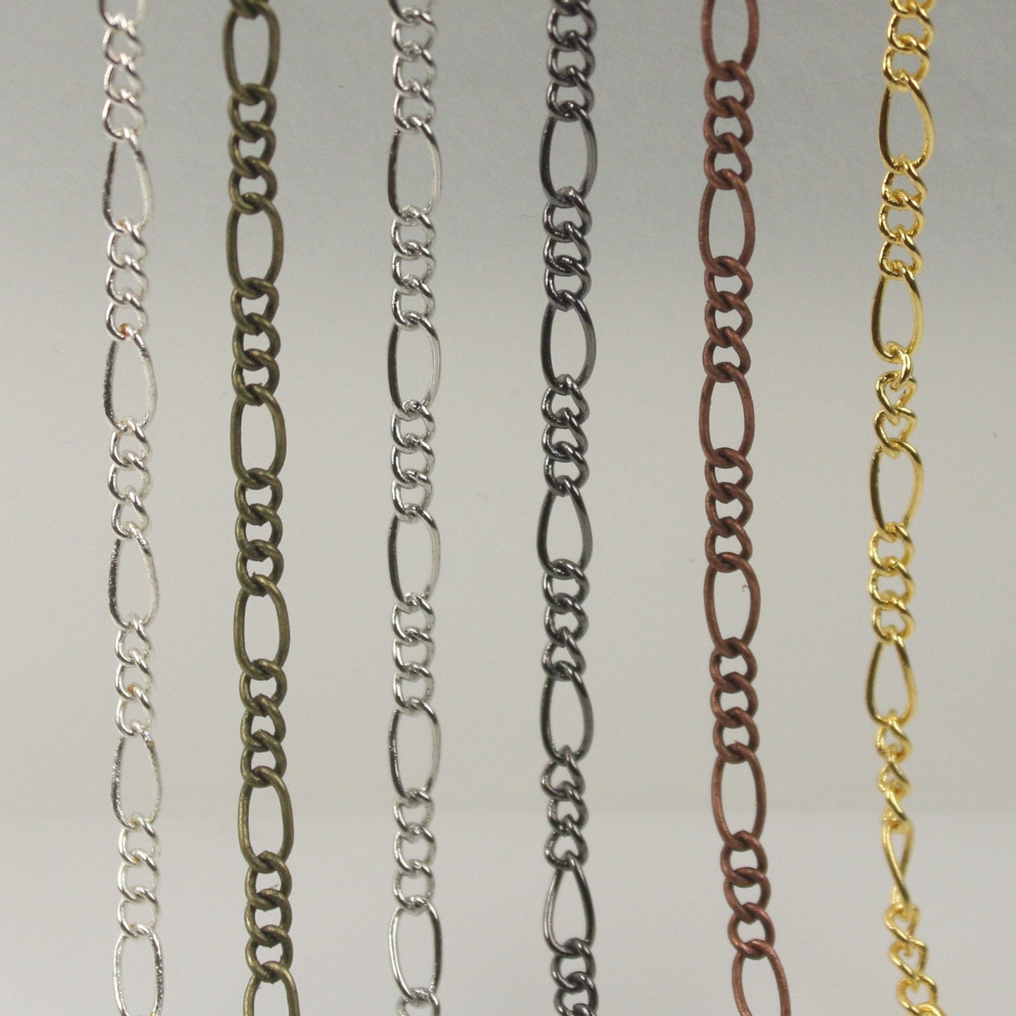 Gold Plated Figaro Chain Bulk Chain, 100 Ft Spool of Sturdy SOLDERED figaro chain - 2.9mm -   Wholesale DIY Chain - 2.9FIGARO