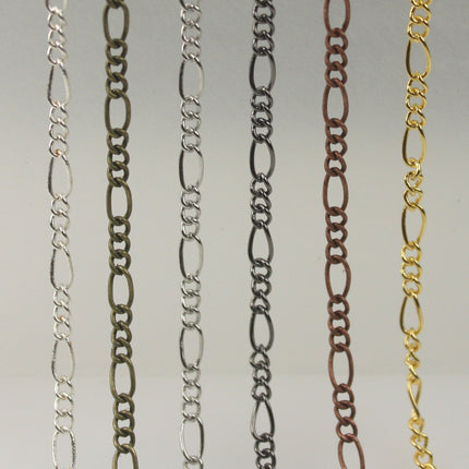 100 feet Gunmetal Figaro Chain SOLDERED Sturdy FIGARO chain 2x4.5mm - Necklace Wholesale Chain DIY Chain bulk chain - 245FIGARO