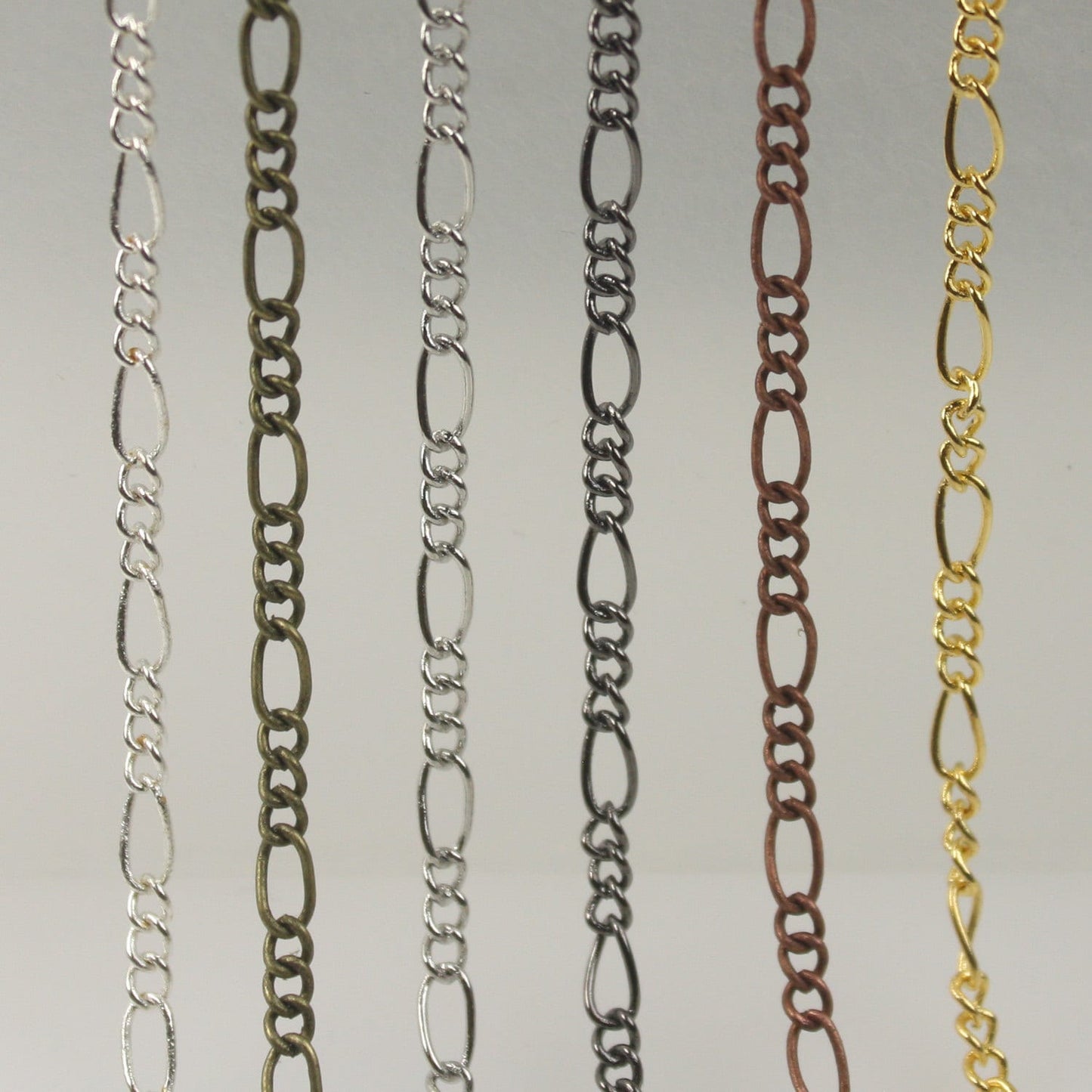 Sterling Silver Figaro Chain Bulk, 10feet Sturdy Silver Plated SOLDERED figaro chain - 2.9mm -   Wholesale DIY Chain - 2.9FIGARO