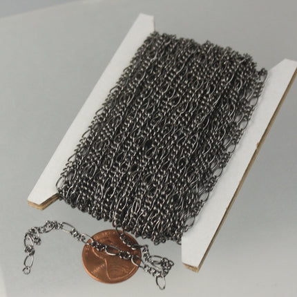 Gunmetal Figaro Chain Bulk Chain, 32 Ft Spool of Sturdy SOLDERED figaro chain - 2.9mm -  Chain  Wholesale Chain DIY Chain - 2.9FIGARO