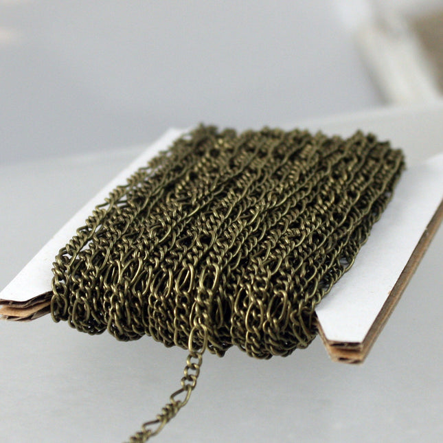 Antique Bronze Chain Bulk Chain, 10 Ft Spool of Antique Brass Sturdy figaro chain 2.9mm,Soldered  Chain  Wholesale Chain DIY - 2.9FIGARO