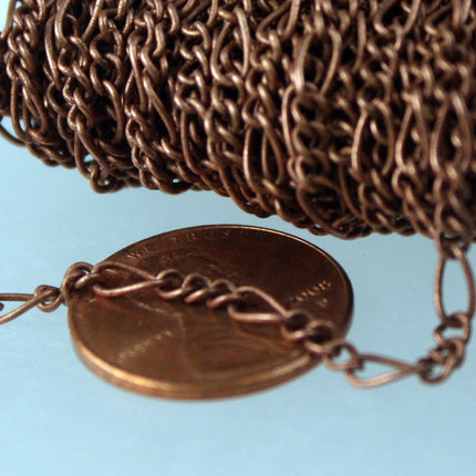 Antique Copper Chain bulk chain, 32 Ft Spool of SOLDERED Chain Sturdy figaro chain 2.9mm -  Wholesale Chain DIY Chain Bulk Chain - 2.9FIGARO