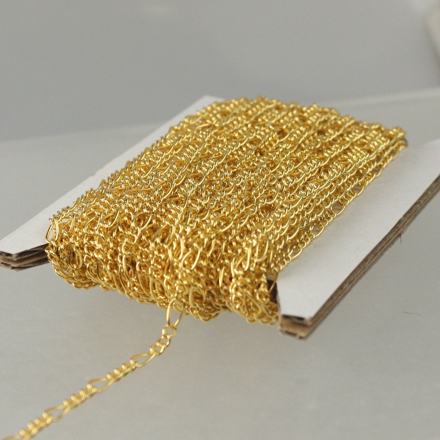 Gold Plated Figaro Chain Bulk Chain, 100 Ft Spool of Sturdy SOLDERED figaro chain - 2.9mm -   Wholesale DIY Chain - 2.9FIGARO