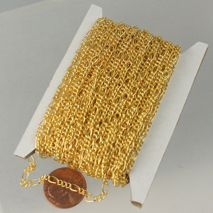 Gold Plated Figaro Chain Bulk Chain, 32 Ft Spool of Sturdy SOLDERED figaro chain - 2.9mm -   Wholesale DIY Chain - 2.9FIGARO