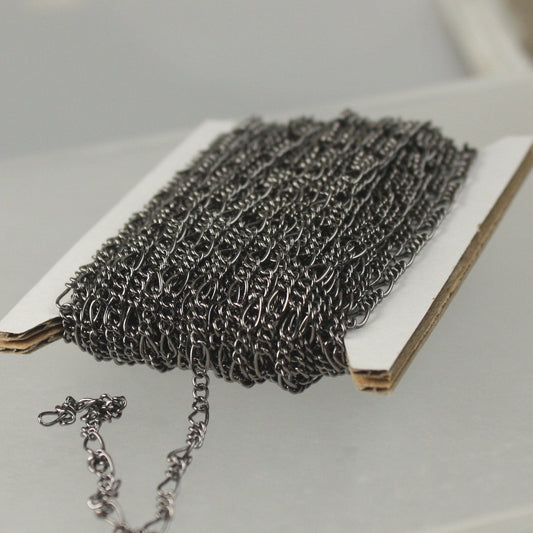 Gunmetal Figaro Chain Bulk Chain, 10 ft Spool of Sturdy SOLDERED figaro chain - 2.9mm -  Chain  Wholesale Chain DIY Chain - 2.9FIGARO