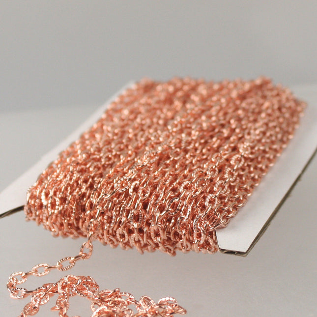 Copper Chain bulk Chain, 12 ft of Shinny Copper finished Textured Cable Chain - 4X3mm unsoldered link - 43TEX